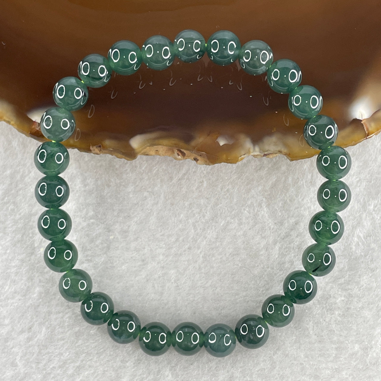 Certified Natural Type A  Blueish Green Jadeite Beads Bracelet 11.77g 14cm 6.3mm 28Beads