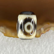 Natural Powerful Tibetan Old Oily Dark Brown With White Agate 3 Eyes Dzi Bead Heavenly Master (Tian Zhu) 三眼天诛 4.44g 17.5 by 12.5mm - Huangs Jadeite and Jewelry Pte Ltd