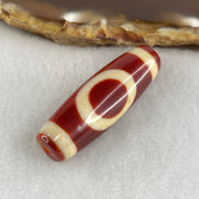 Natural Powerful Tibetan Old Oily Red White Agate One Eye Gold Metal Element Dzi Bead Heavenly Master (Tian Zhu) 一眼金天珠 8.81g 37.5 by 12.4mm - Huangs Jadeite and Jewelry Pte Ltd