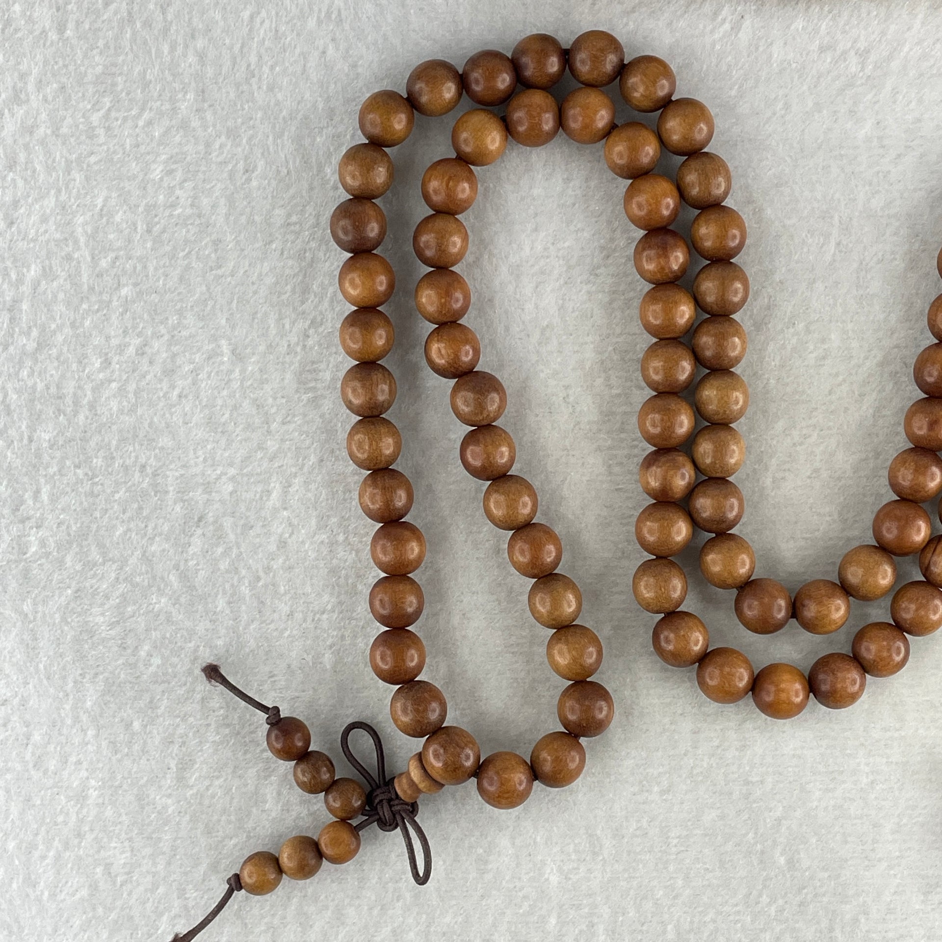 Certified Natural Sandalwood Beads Necklace 33.93g 84cm 8.1mm 111Beads - Huangs Jadeite and Jewelry Pte Ltd