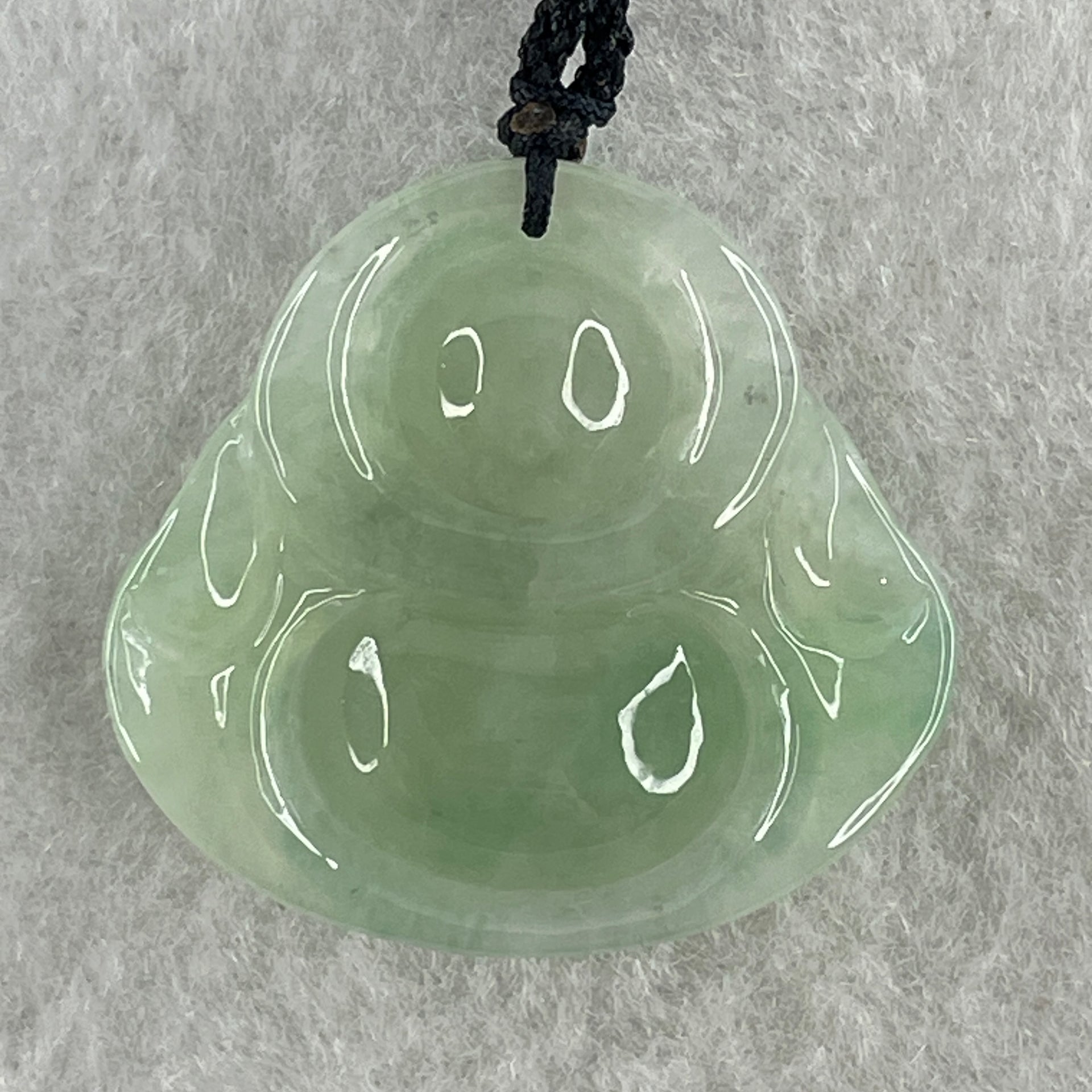 Type A Natural Semi Icy Light Green Jadeite Milo Buddha Pendant 8.03g 28.1 by 30.6 by 6.9mm - Huangs Jadeite and Jewelry Pte Ltd