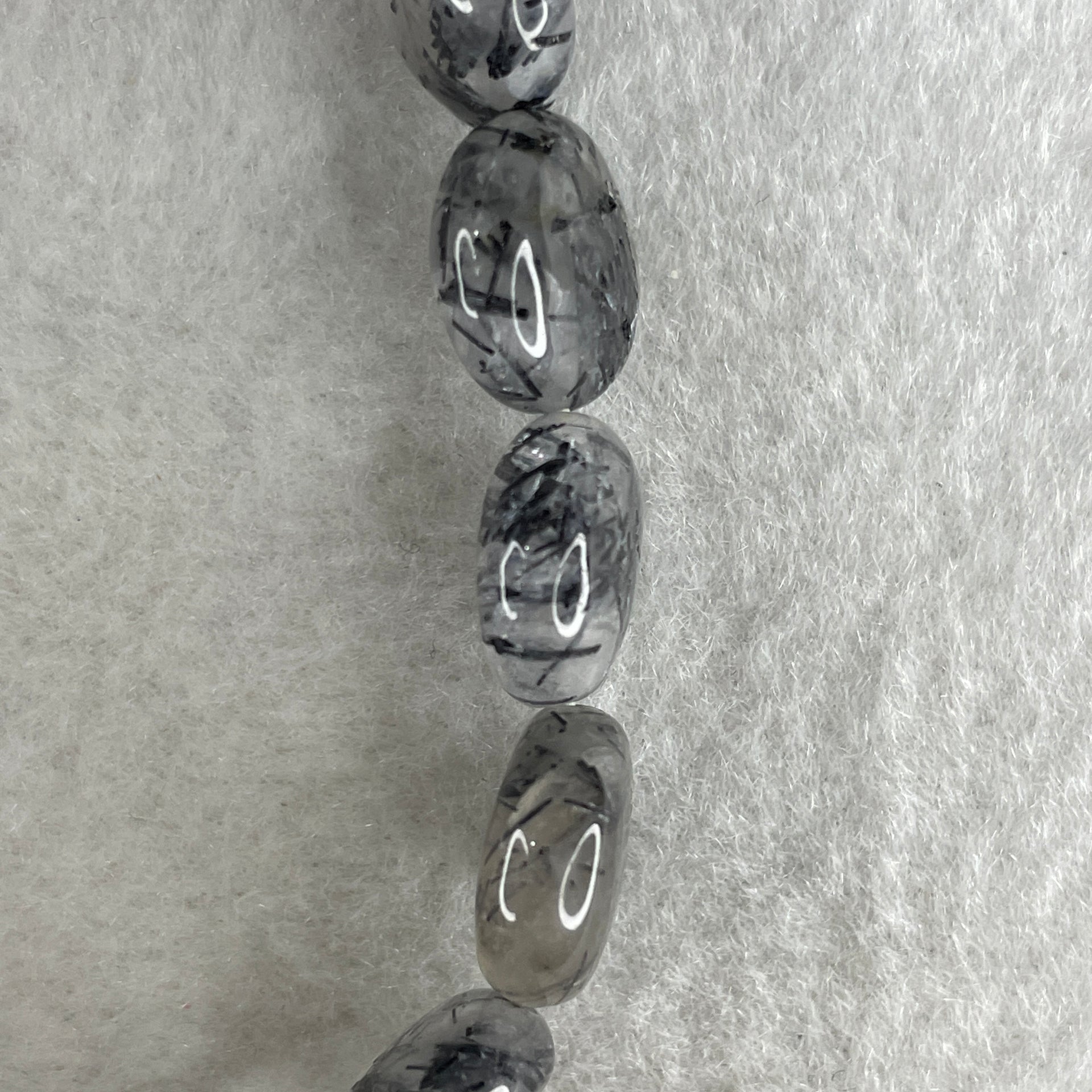 Natural Black Tourmaline Round Beads Bracelet 19.96g 14.5cm 12.0mm 15Beads - Huangs Jadeite and Jewelry Pte Ltd