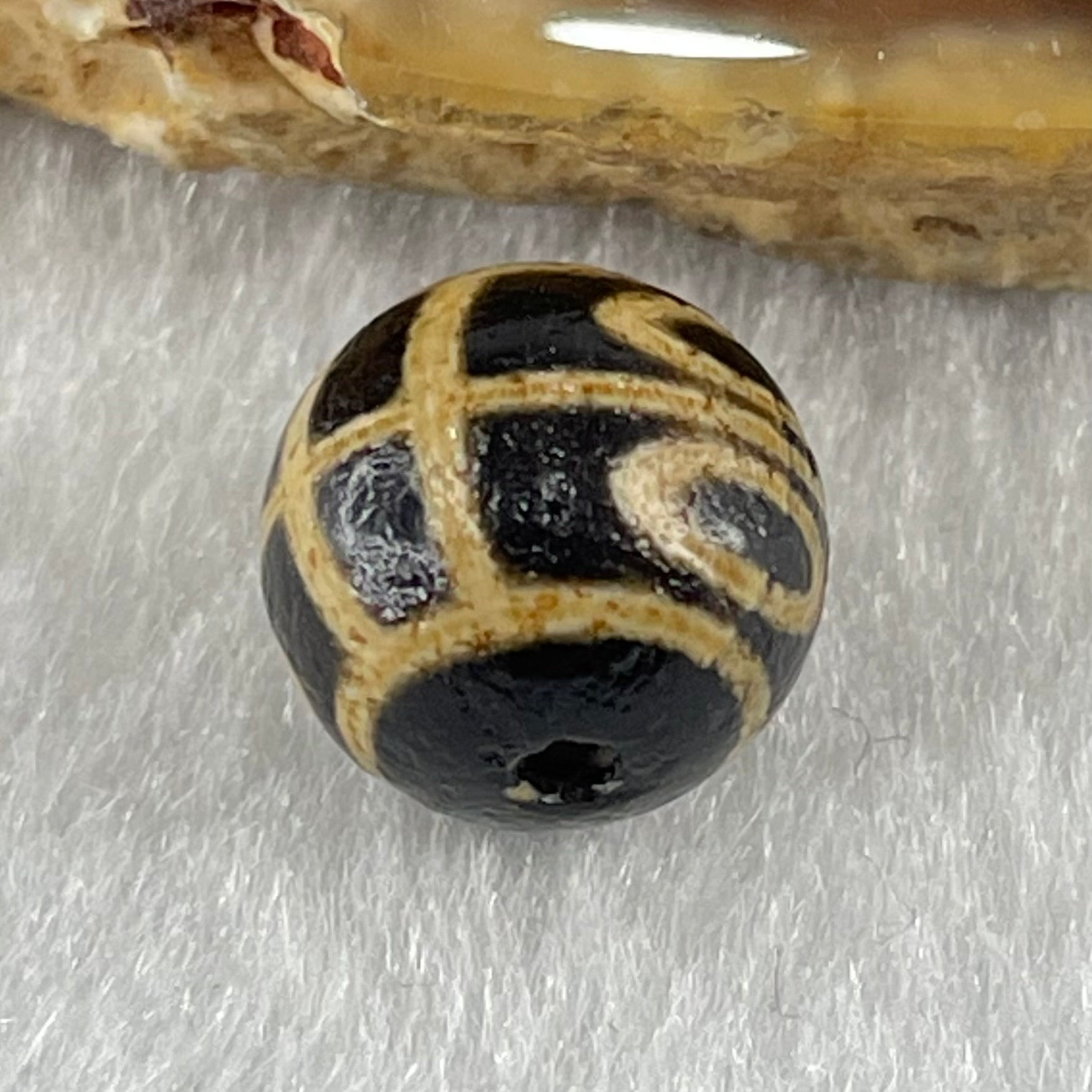 Natural Powerful Tibetan Old Oily Agate 4 Eyes Dzi Bead Heavenly Master (Tian Zhu) 四眼天诛 1.47g 10.1 by 10.3mm - Huangs Jadeite and Jewelry Pte Ltd