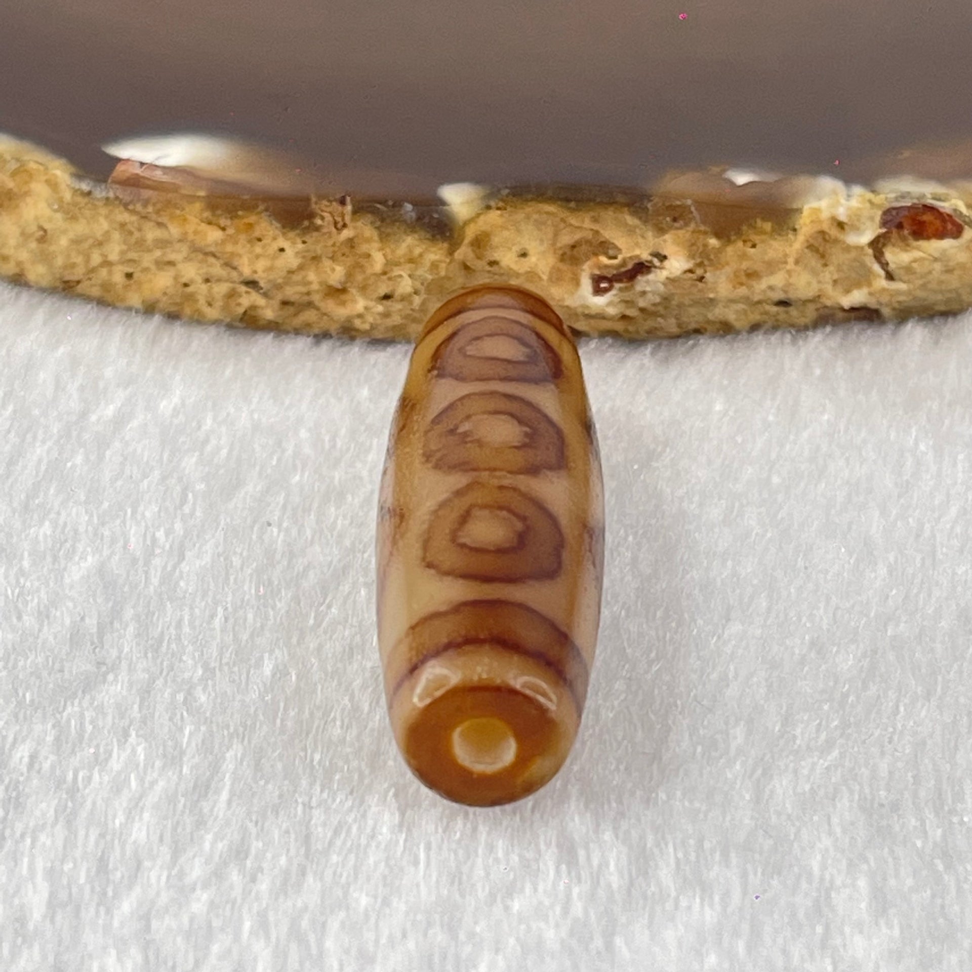 Natural Powerful Tibetan Old Oily Agate 6 Eye with 4 Eye Vajra Dzi Bead Heavenly Master (Tian Zhu) 六眼加四眼金刚杵天诛 8.27g 38.8 by 11.8mm - Huangs Jadeite and Jewelry Pte Ltd