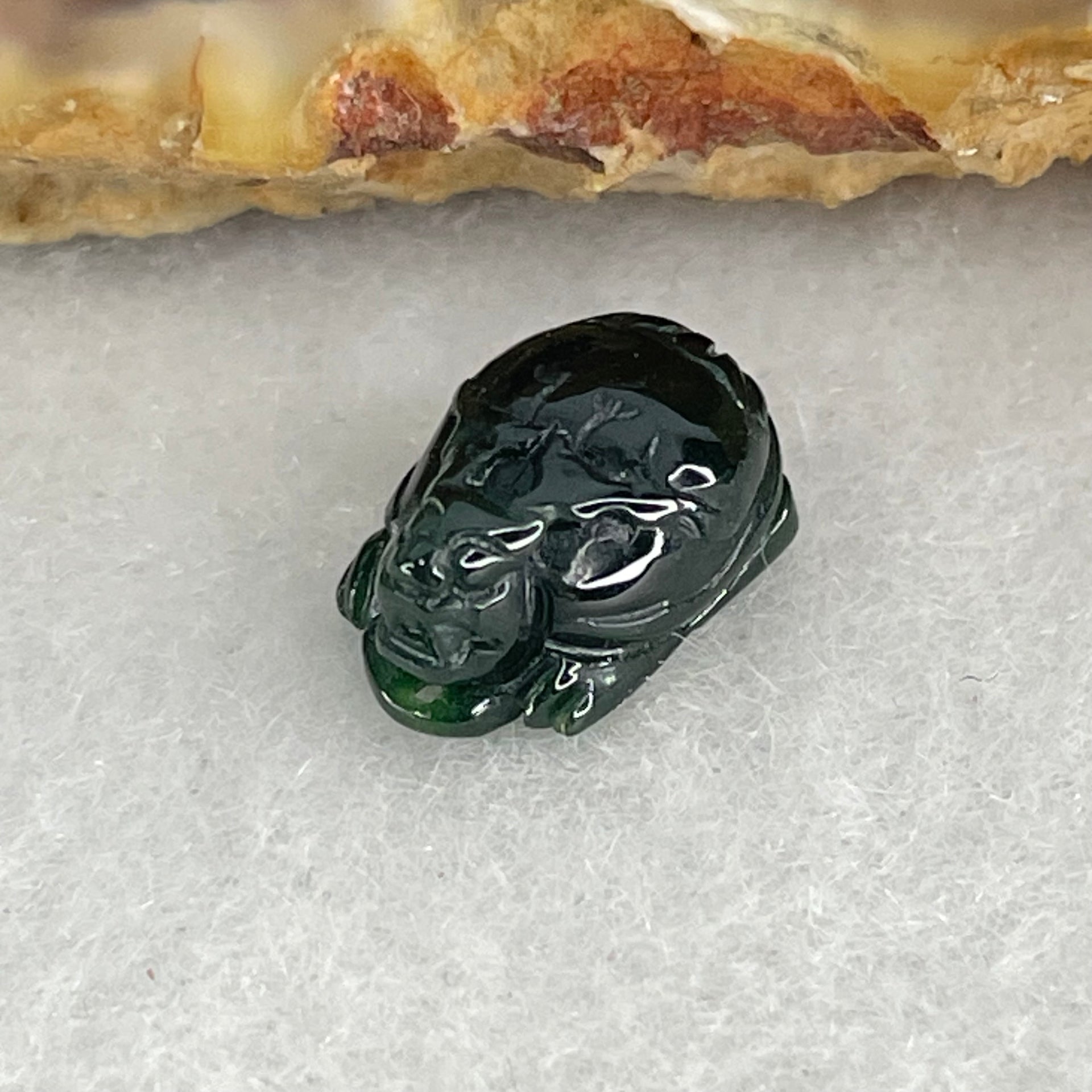 Good Grade Type A Translucent Black Jadeite Dragon Turtle Charm Pendant 0.72g 10.9 by 7.1 by 5.3mm - Huangs Jadeite and Jewelry Pte Ltd