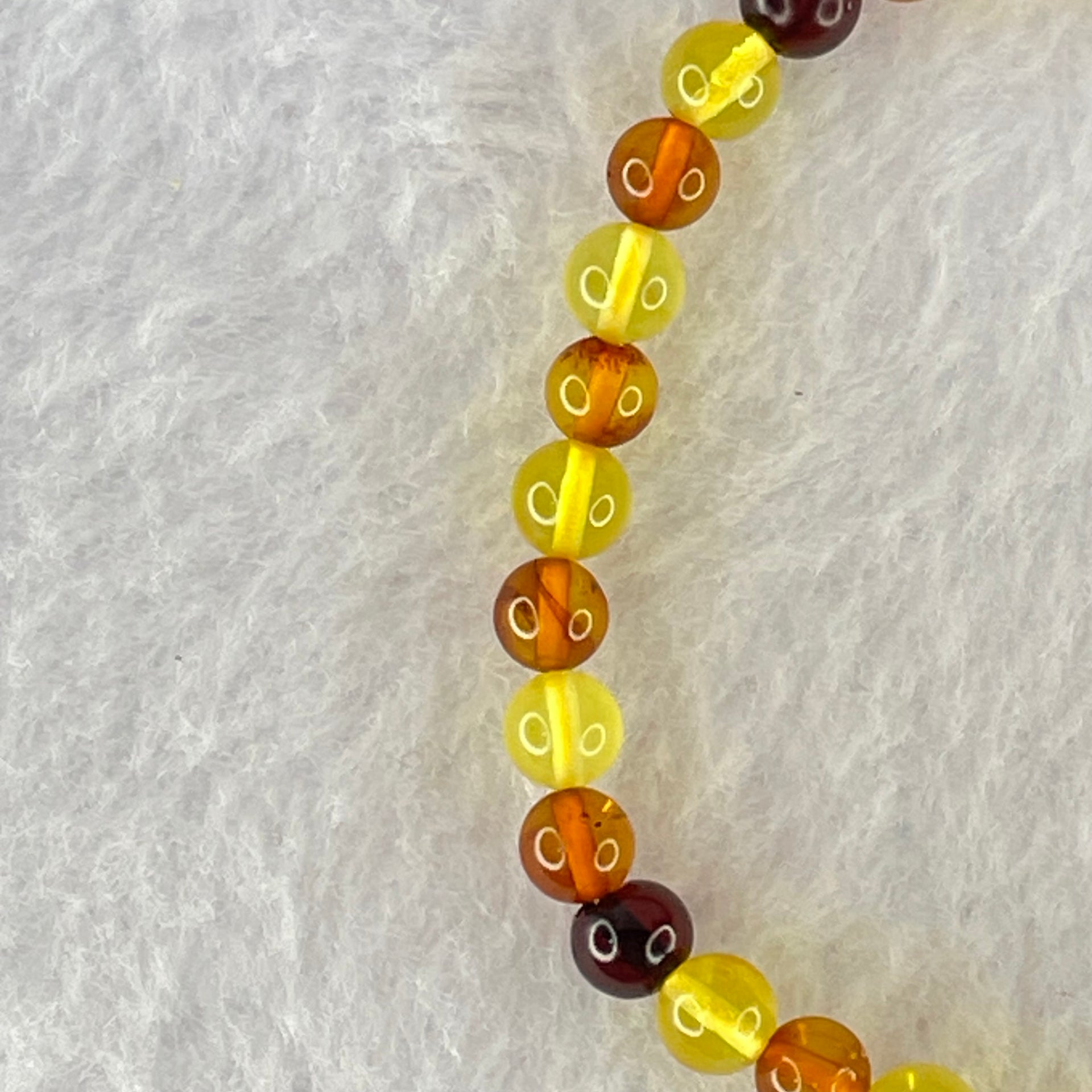 Natural Mixed Color Amber Beads Bracelet 2.53g 16cm 5.2mm 38 Beads - Huangs Jadeite and Jewelry Pte Ltd