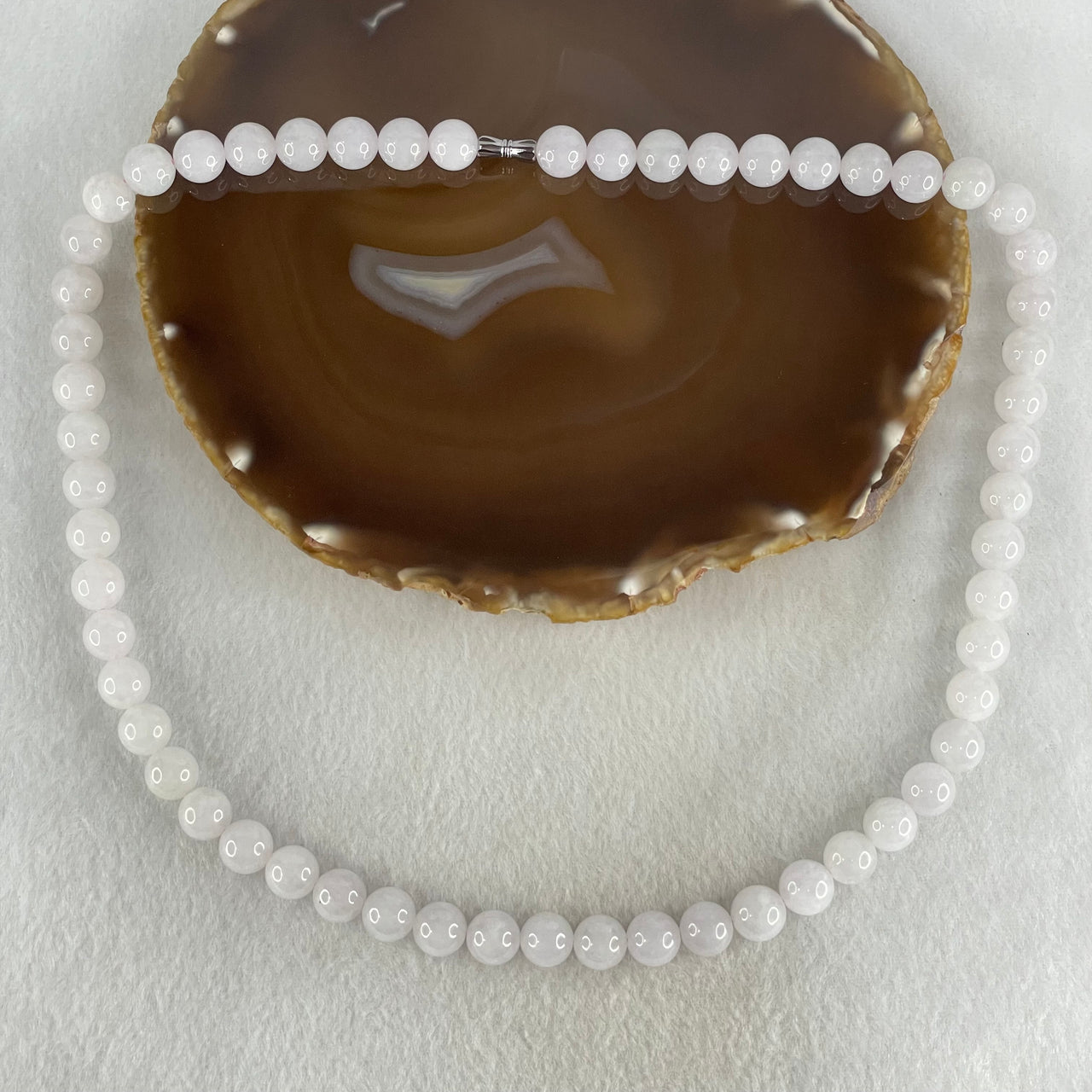 Type A Full Faint Lavender Jadeite Beads Necklace 94.46g 54cm 9.9mm 57 Beads - Huangs Jadeite and Jewelry Pte Ltd