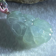 Type A Semi Icy Blueish Green with Lavender Lotus Flower Jadeite Flower Pendant 5.44g 27.3 by 17.5 by 7.9mm - Huangs Jadeite and Jewelry Pte Ltd