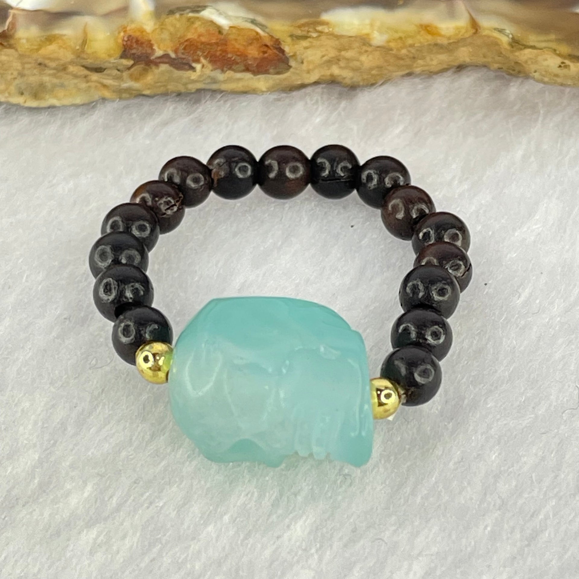 Natural Skull Agate Ring 3.20g 13.4 by 12.2 by 10.6mm, 4.3 by 16mm (Elastic) - Huangs Jadeite and Jewelry Pte Ltd