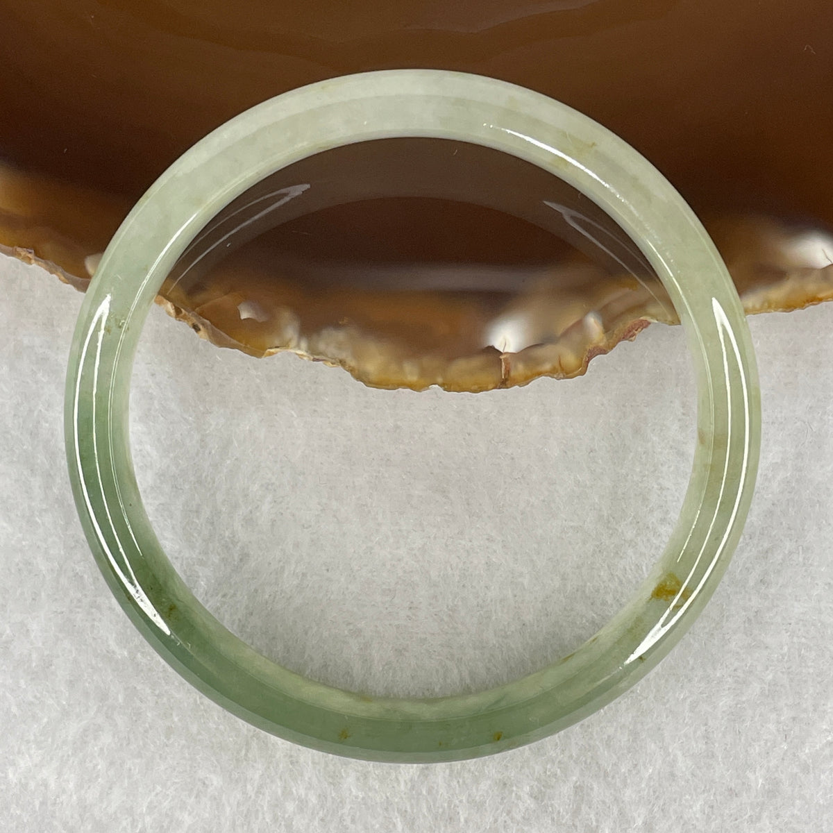 NGI Certified Natural Type A Near Colorless with Blueish Green Patches Jadeite Bangle | 56.96mm External 69.28mm Inner Diameter (28.70g / 143.73ct | Heart & Crown Chakra Harmony, Serene Wealth & Peace Shield)