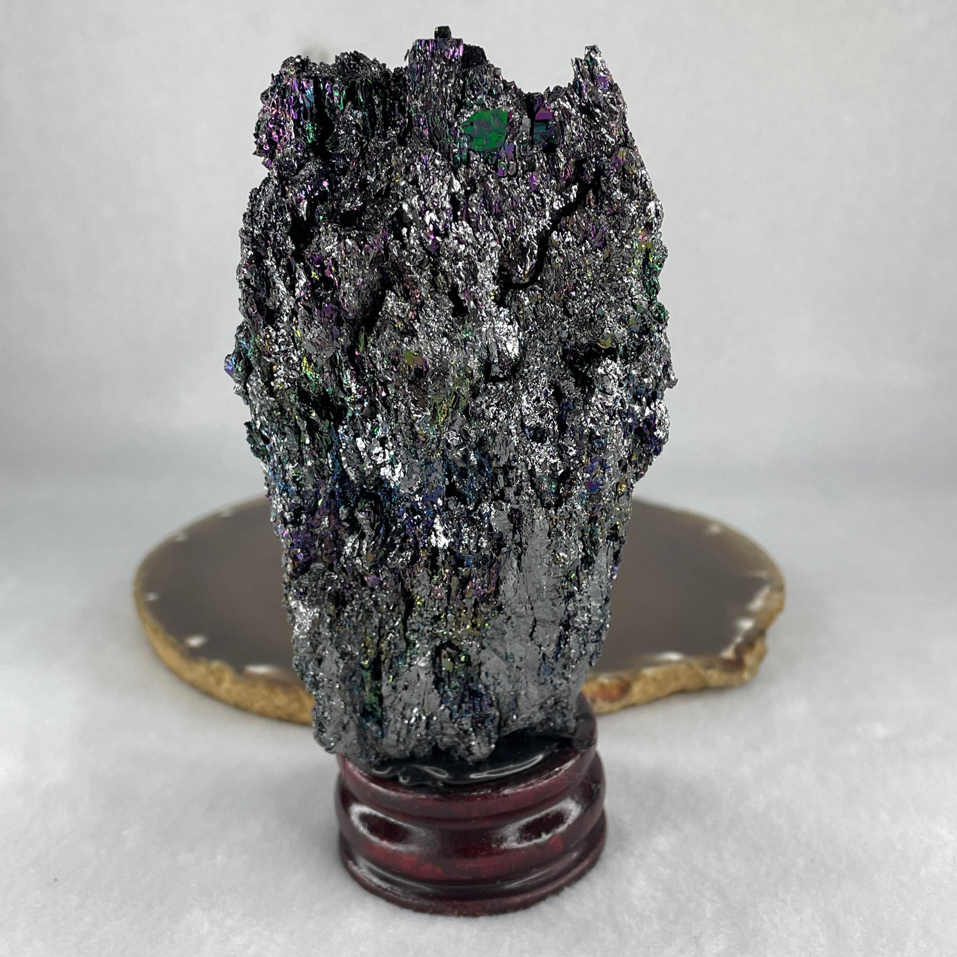 Natural-Black-Moissanite-Rough-Display-with-Wooden-Stand-363.38g-66.5-by-52.2-by-141.5mm
