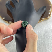 Natural Type A Lao Keng Old Mine Green with Light Green Jadeite Flora Carving Bead Charm 1.94g 12.5mm - Huangs Jadeite and Jewelry Pte Ltd