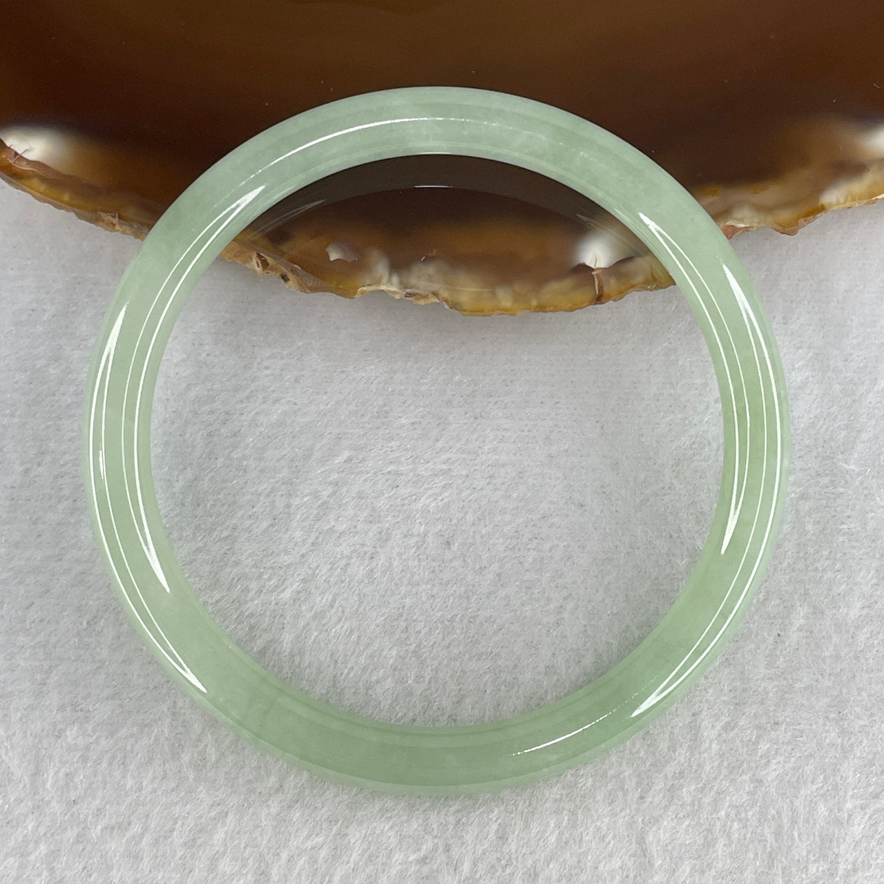 56.8mm Certified Genuine Type A Jadeite Bangle - Light Apple Green Natural Jadeite Jewelry - 21.05g Wide Untreated Jade Bracelet for Women 6.0x6.6mm Wide (Slight Internal Line)
