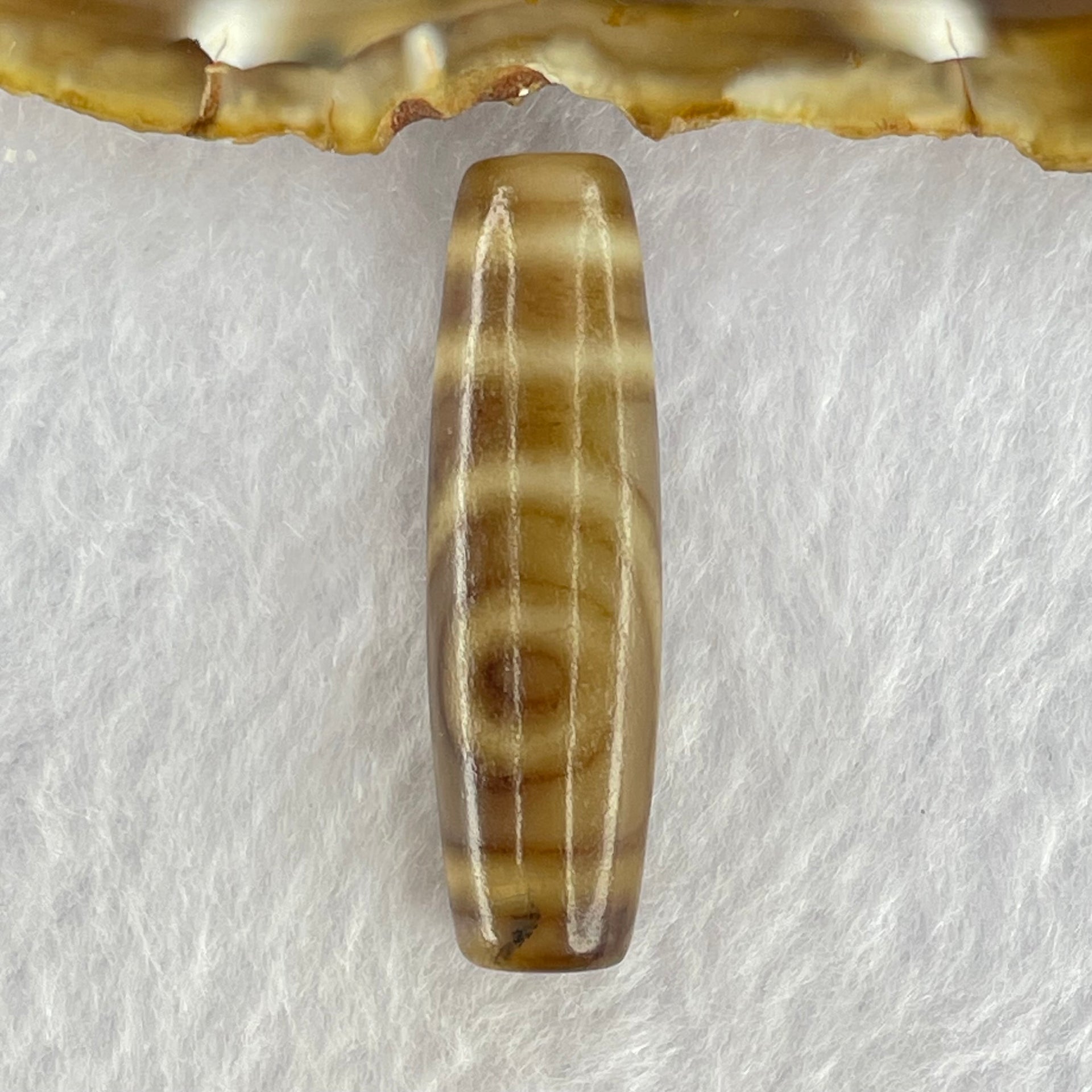 Natural Powerful Tibetan Old Oily Agate 2 Eyes Dzi Bead Heavenly Master (Tian Zhu) 二眼天诛 8.05g 39.4 by 11.5mm - Huangs Jadeite and Jewelry Pte Ltd