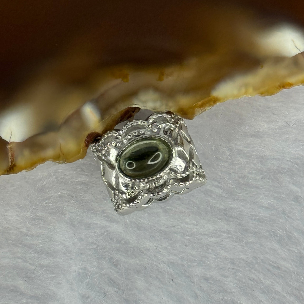 Natural Czech Republic Moldavite Meteorite Crystal in S925 Sliver Bracelet Charm 2.41g 15.1 by 11.9 by 9.3mm / 6.0 by 3.8 by 2.0mm - Huangs Jadeite and Jewelry Pte Ltd