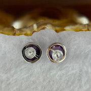 Good Grade Natural Super 7 S925 Sliver Earrings 2.21g 8.3 by 5.2mm - Huangs Jadeite and Jewelry Pte Ltd