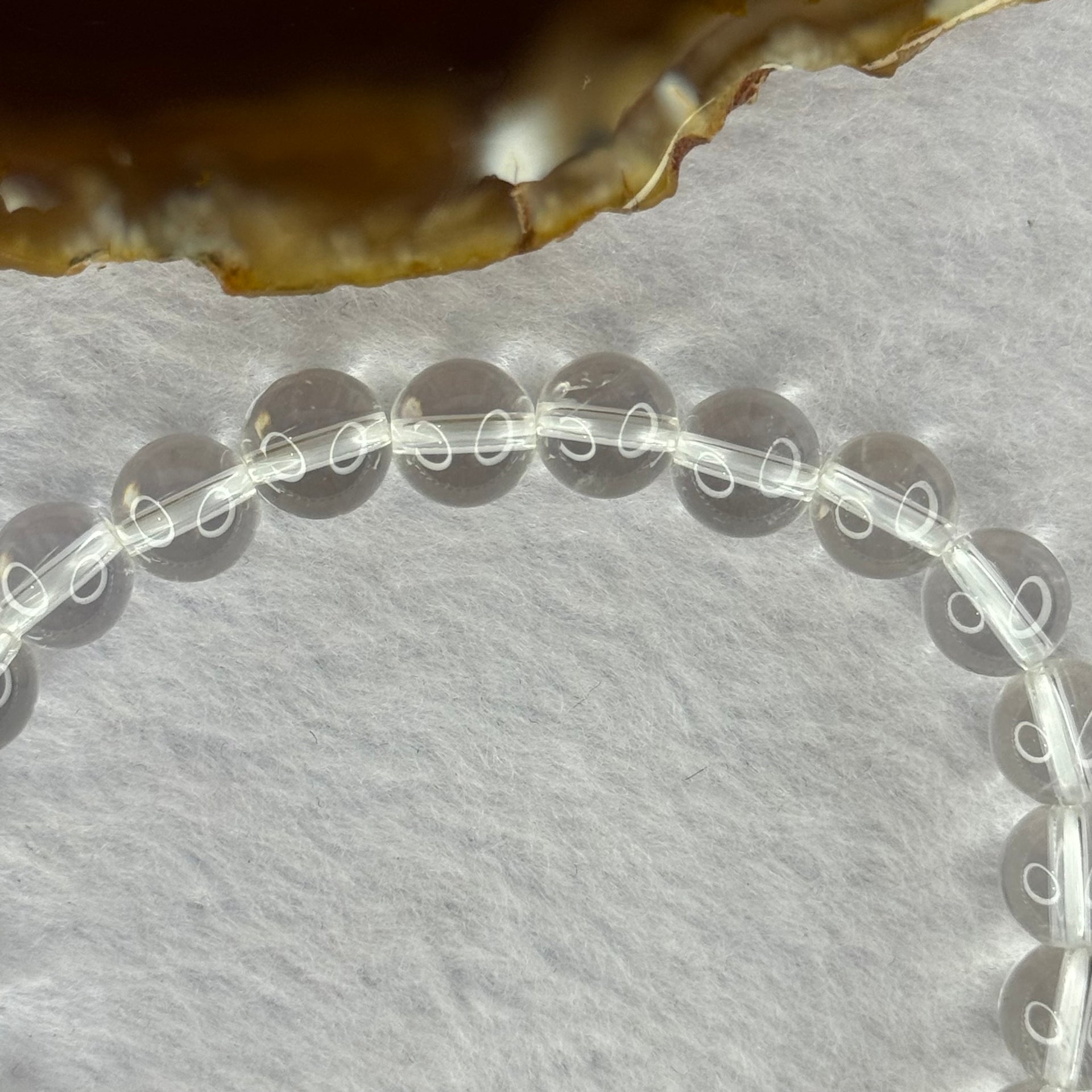 Natural Clear Quartz Bracelet 天然白水晶手链 18.56g 16.5cm 8.4mm 24 Beads - Huangs Jadeite and Jewelry Pte Ltd