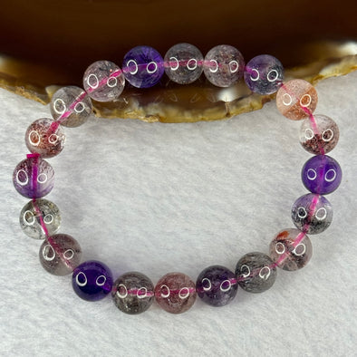 Good Grade Natural Super 7 Crystal Beads Bracelet 天然超级七水晶珠手链 25.03g 16.5cm 9.9mm 20 Beads - Huangs Jadeite and Jewelry Pte Ltd