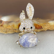 Rare Natural Blue Dumortierite Rutilated Quartz in S925 Sliver Rabbit Pendant 2.44g 10.0 by 7.3 by 5.0mm - Huangs Jadeite and Jewelry Pte Ltd