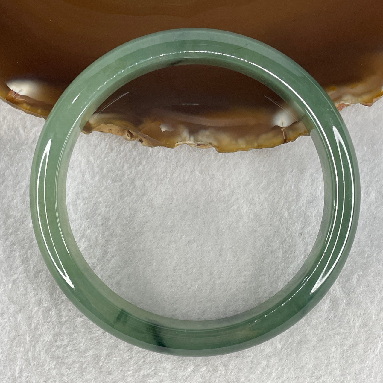 Certified Natural Type A Jelly Blueish Green with Green Spot Jadeite Bangle 44.59g Internal Diameter 56.7mm 11.8 by 7.7mm (Close to Perfect)