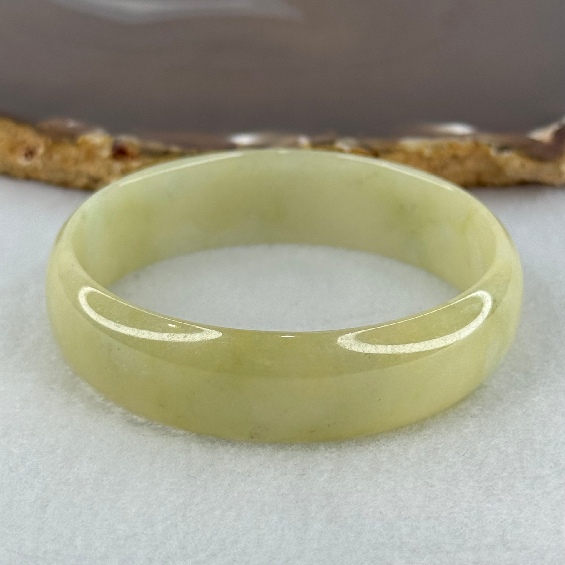Type A Yellowish Green Jadeite Bangle Internal Diameter 52.8mm 28.01g 14.3 by 4.1mm (Slight Internal Line) - Huangs Jadeite and Jewelry Pte Ltd