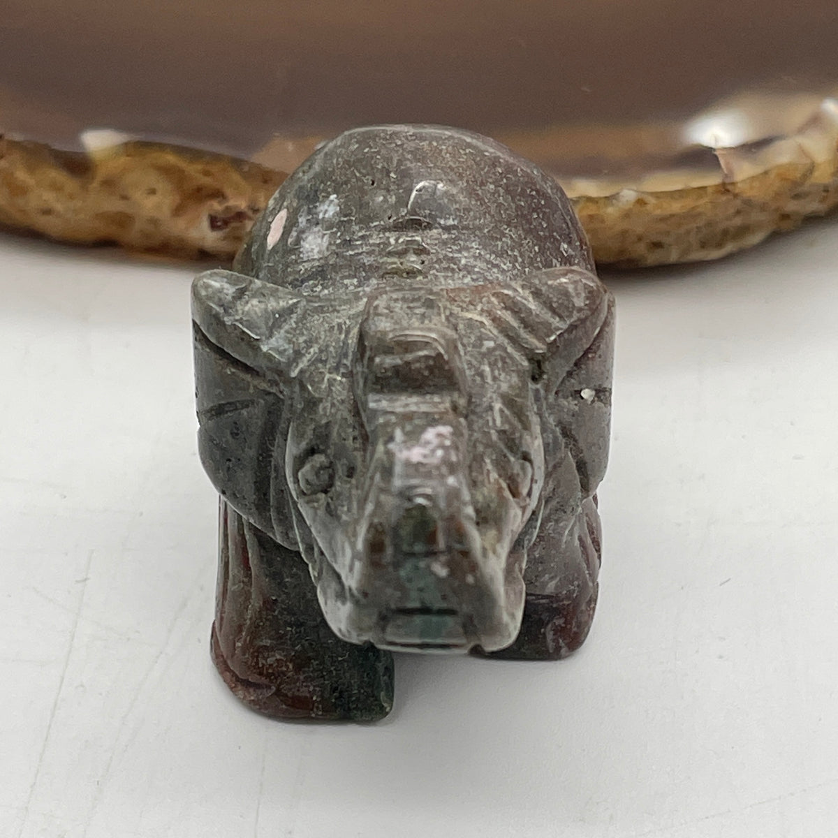 Natural Green with Red Jasper Elephant Mini Display Specimen | (32.25g | 40.6 x 24.1 x 30.0mm Dimensions | Root & Heart Chakra Synergy, "Ji Xiang" Wealth Anchor, Grounded Vitality & Mindful Feng Shui Catalyst)
