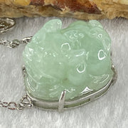 Type A Light Blueish Green Jadeite Male Pixiu in S925 Sliver Bracelet 5.79g 16.8 by 13.1 by 9.9mm - Huangs Jadeite and Jewelry Pte Ltd