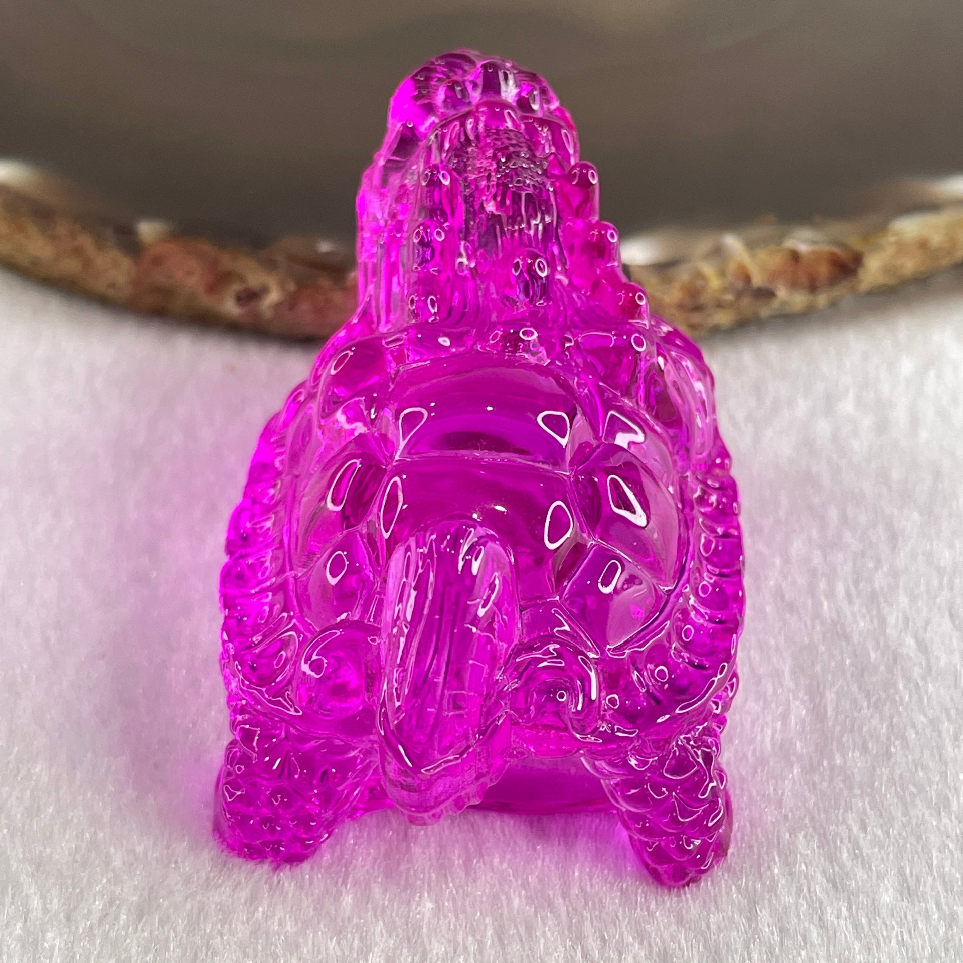 Natural Pink Liuli Dragon Turtle Display 67.93g 60.6 by 37.3 by 36.8mm - Huangs Jadeite and Jewelry Pte Ltd