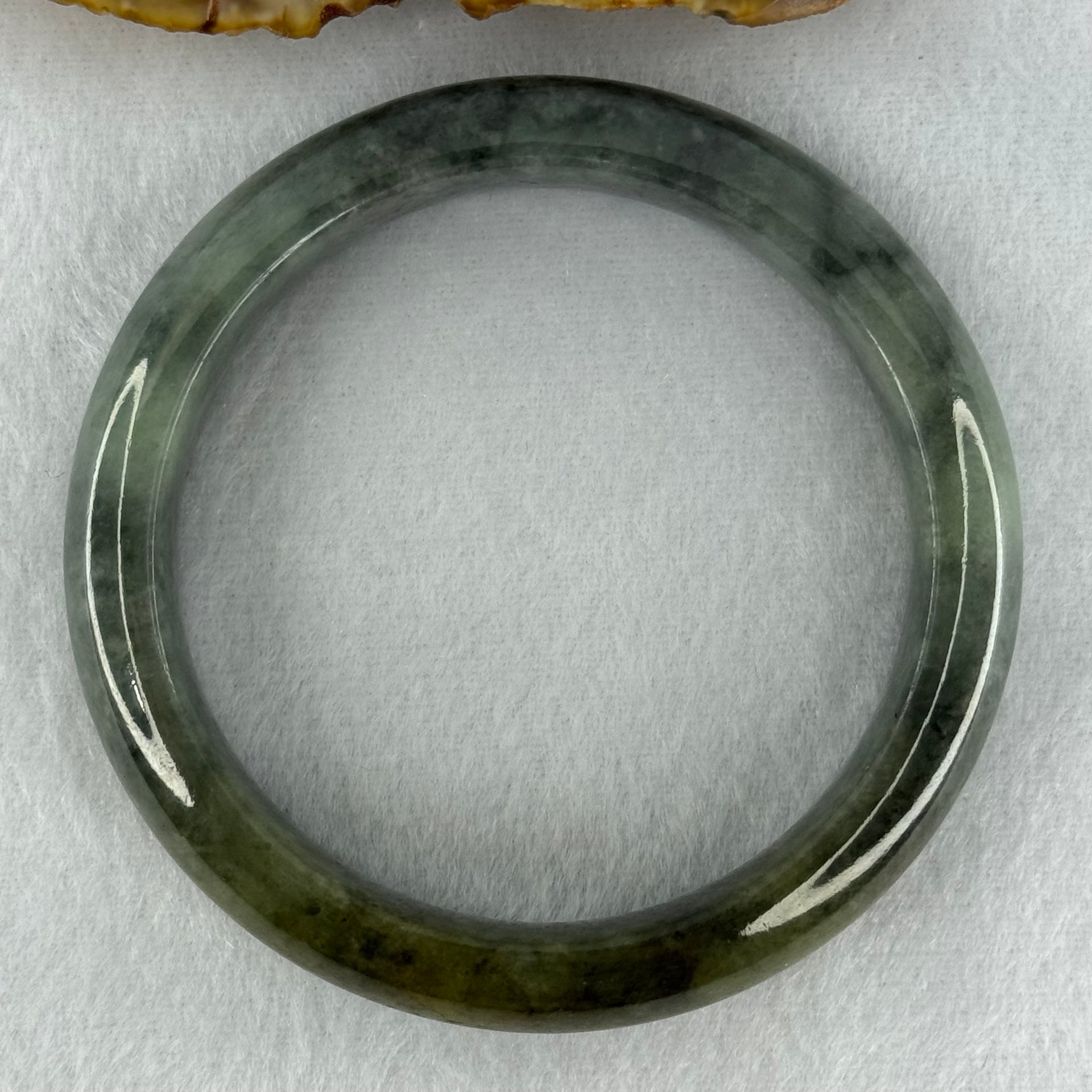 Type A Blueish Green Wuji Grey and Brown Patch Jadeite Bangle Internal Diameter 58.7mm by 73.24g 14.8 by 8.9mm (Very Slight Internal Lines and Very Slight External Roughs) - Huangs Jadeite and Jewelry Pte Ltd