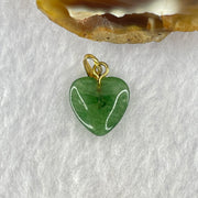 Natural Green Aventurine Mini Heart Pendant with Sliver Gold Color Clasps 0.88g 12.1 by 12.0 by 4.3mm - Huangs Jadeite and Jewelry Pte Ltd
