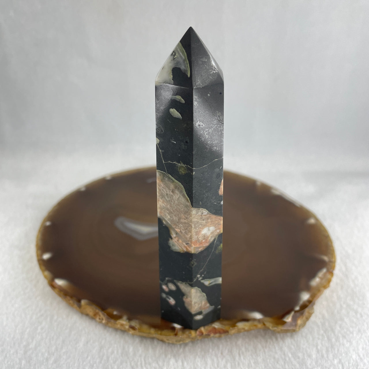 Natural Green Jasper Quartz Tower Display 121.93g 110.5 by 28.5 by 25.4mm - Huangs Jadeite and Jewelry Pte Ltd