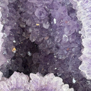 Natural Triangular Shape Amethyst Cave with Wooden Display 18,923.1g 300.0 by 280.0 by 500.0mm - Huangs Jadeite and Jewelry Pte Ltd