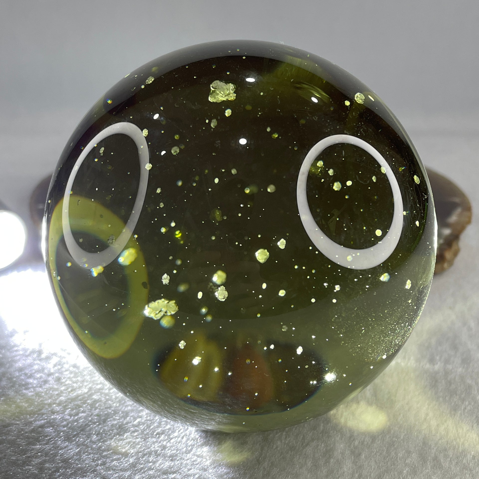 Natural Yellow Liuli Ball Display with Wooden Stand 892.01g 87.6 by 108.0mm - Huangs Jadeite and Jewelry Pte Ltd