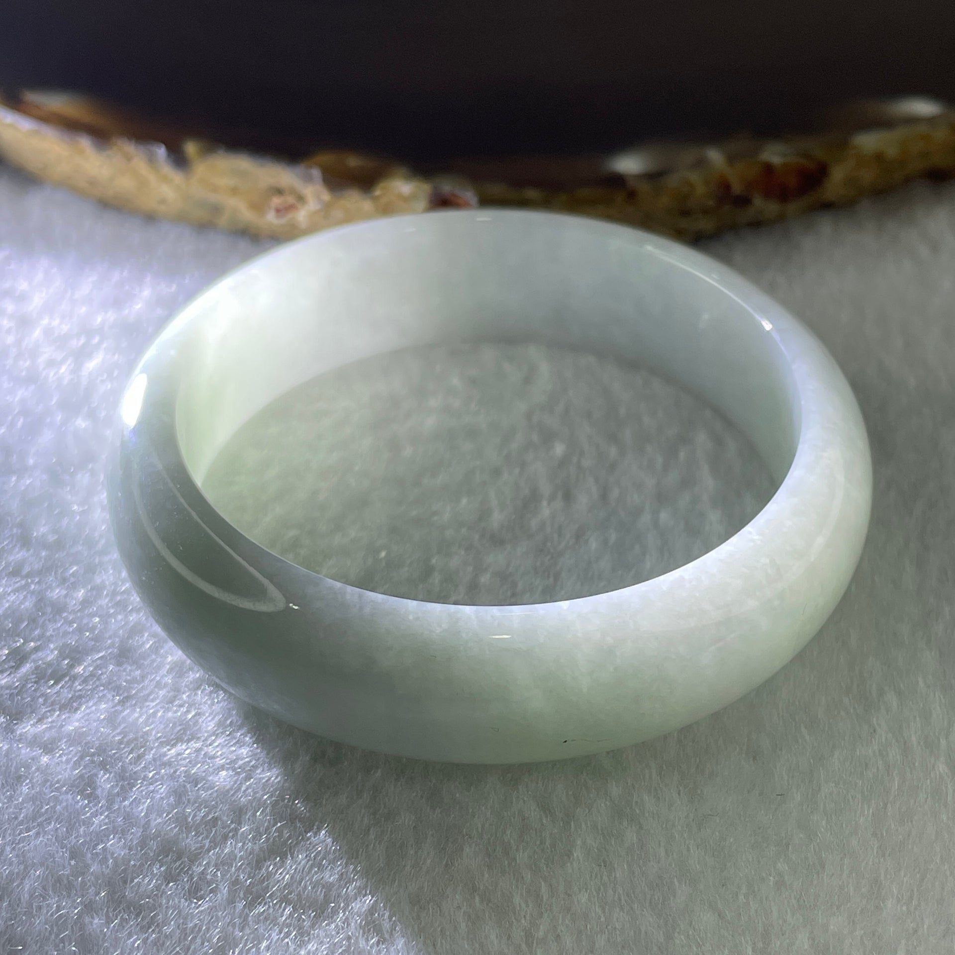 Type A Natural Green with Lavender Jadeite Bangle 41.07g Inner Diameter 50.0mm 13.9 by 6.5mm (Close to Perfect) - Huangs Jadeite and Jewelry Pte Ltd