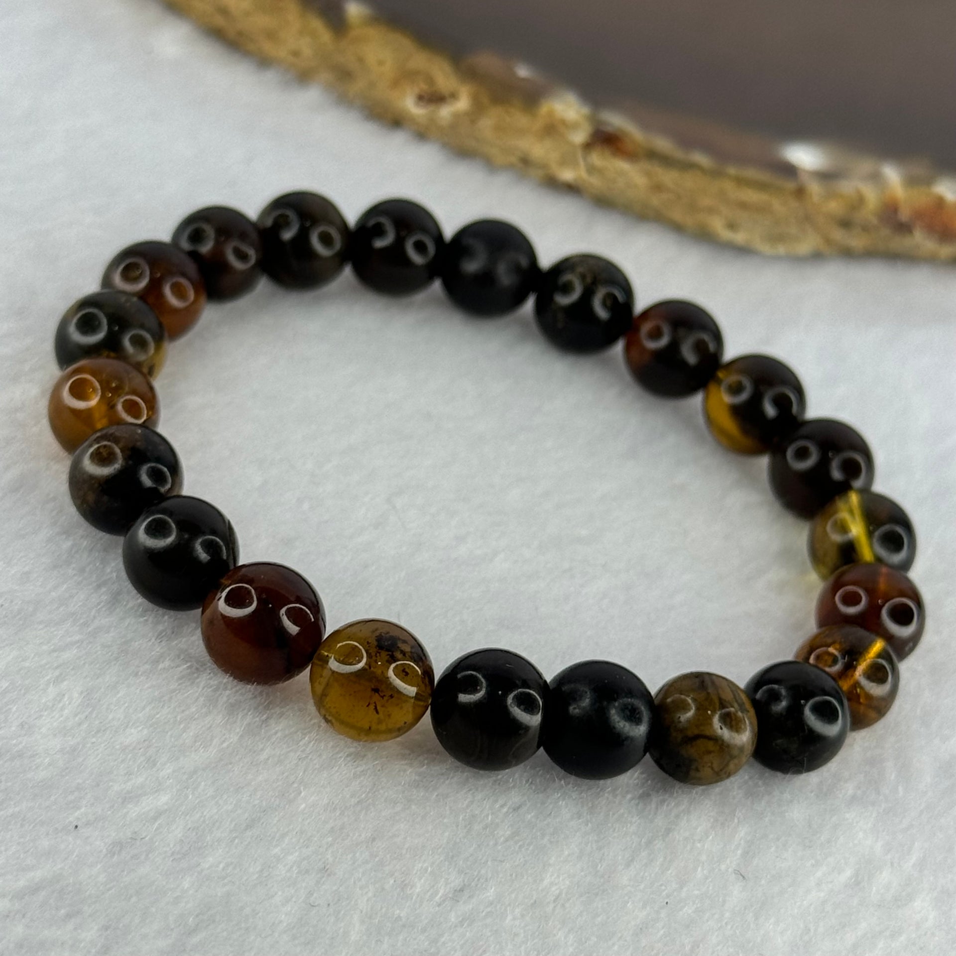 Natural Mixed Amber Beads Bracelet 7.82g 15.5cm 8.7mm 22 Beads - Huangs Jadeite and Jewelry Pte Ltd