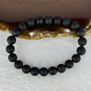 Natural Dark Matt Black Amber Beads Bracelet 天然大黑天翁琥珀手链 6.31g 14.5cm 8.2mm 22 Beads - Huangs Jadeite and Jewelry Pte Ltd