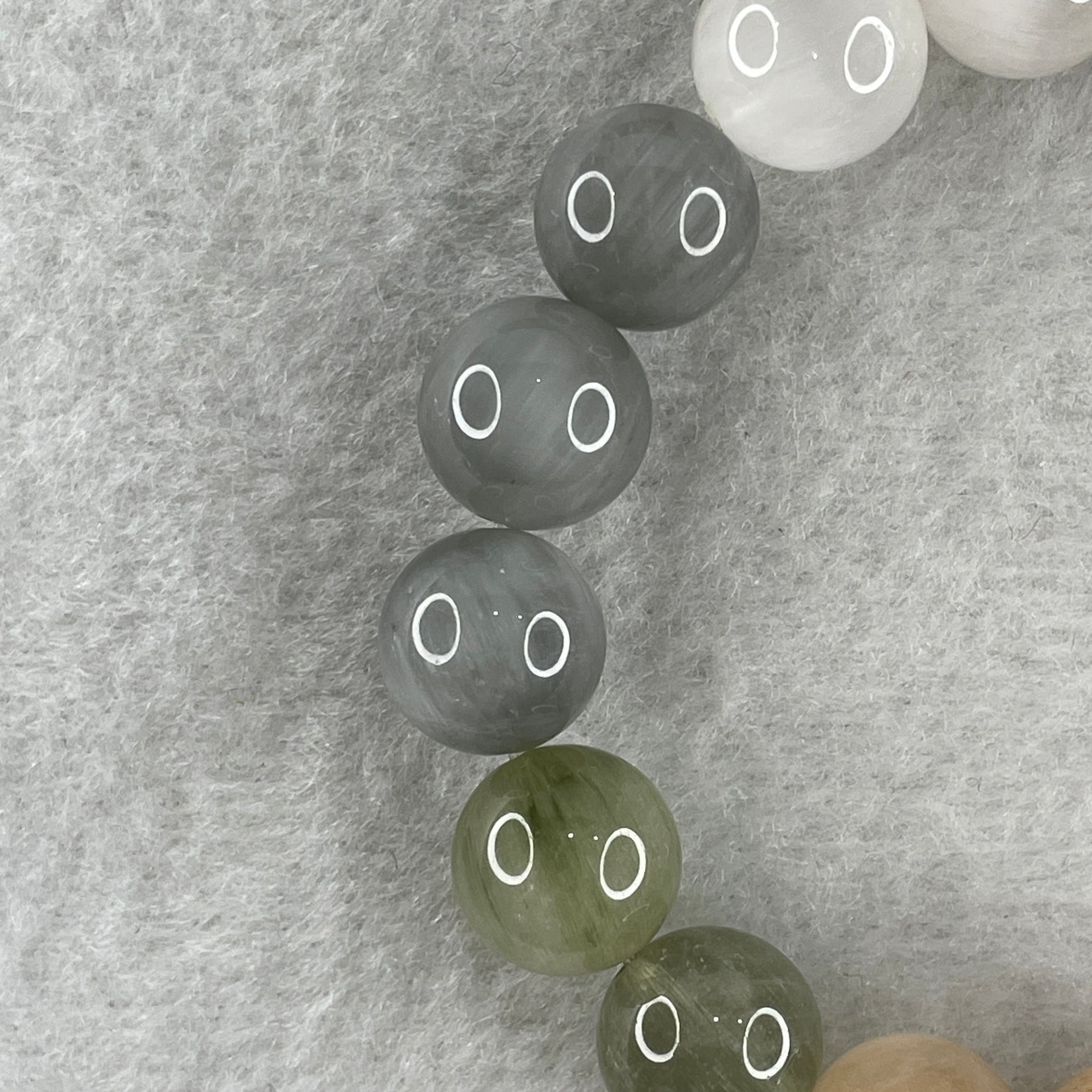 Certified Natural Good Grade Muti Color Rabbit Hair Rutilated Quartz Beads Bracelet 34.103g 16cm 11.3mm 18Beads - Huangs Jadeite and Jewelry Pte Ltd