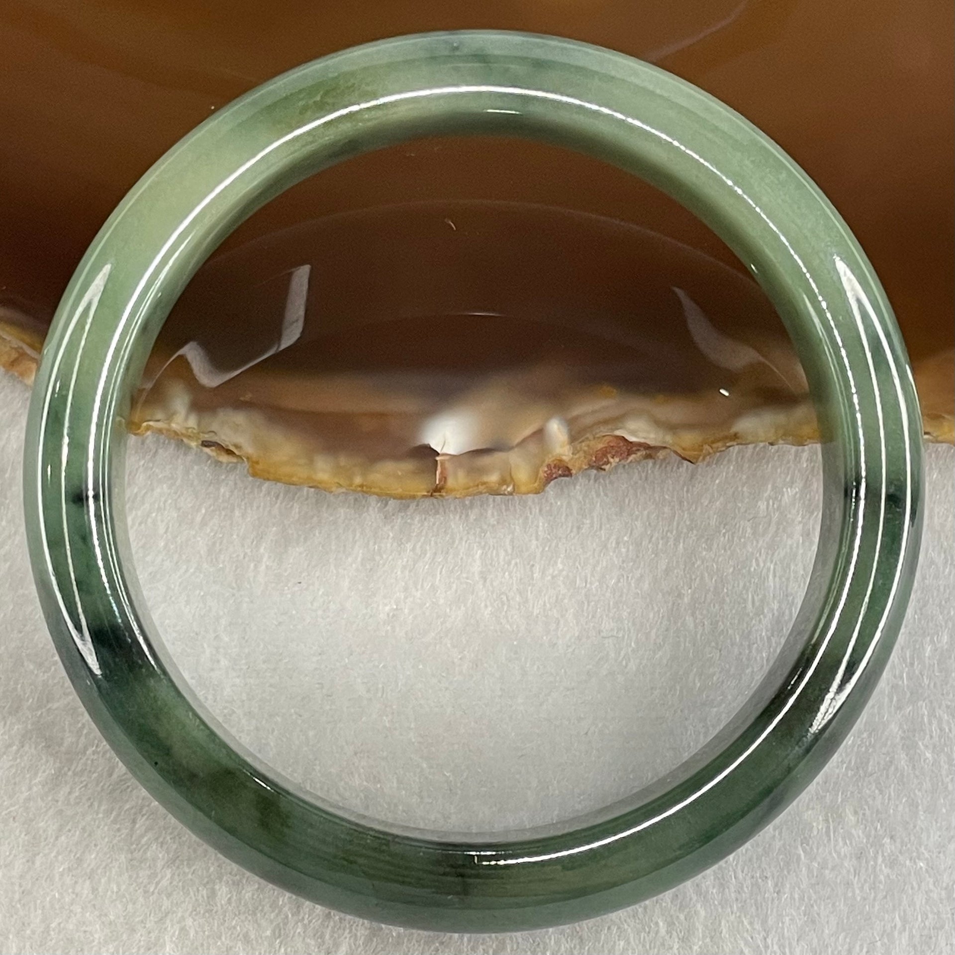 Type A Dark Blueish Green Jadeite Bangle 43.96g Internal Diameter 55.8mm 11.0 by 7.4mm (Close to Perfect) - Huangs Jadeite and Jewelry Pte Ltd