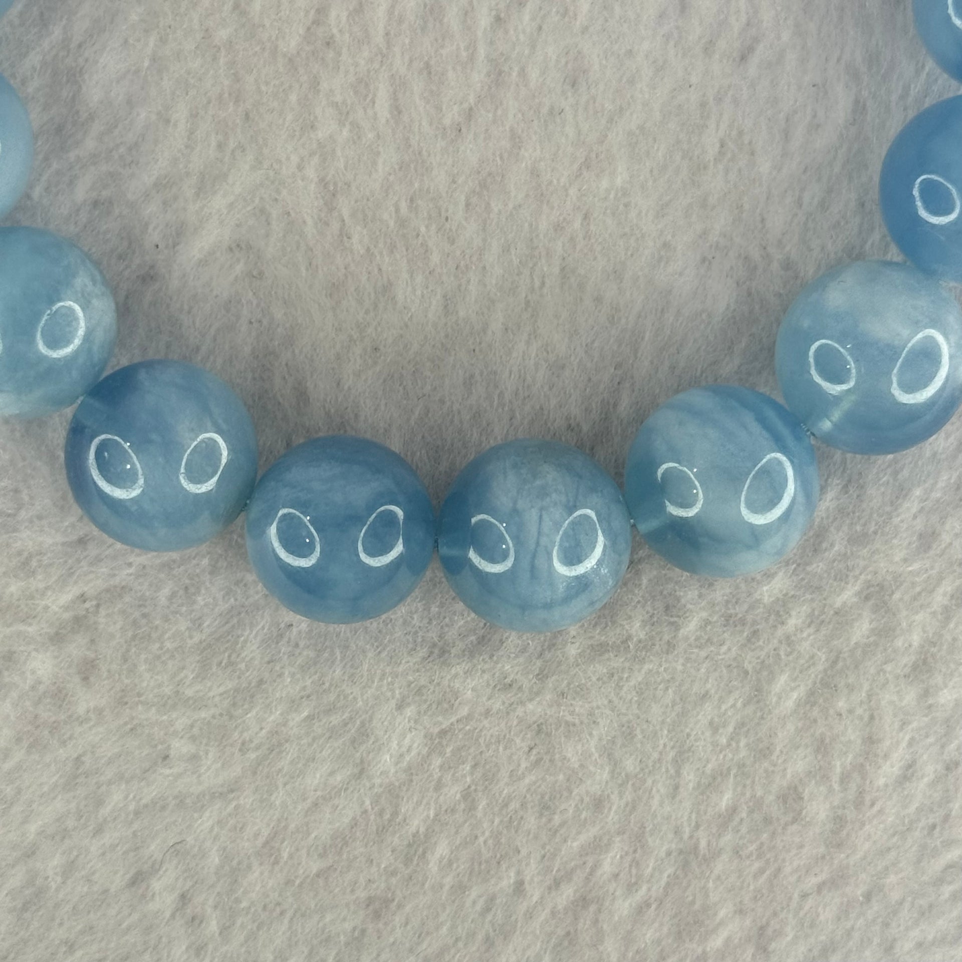 Natural Aquamarine Beads Bracelet 48.94g 19cm 12.9mm 17 Beads - Huangs Jadeite and Jewelry Pte Ltd