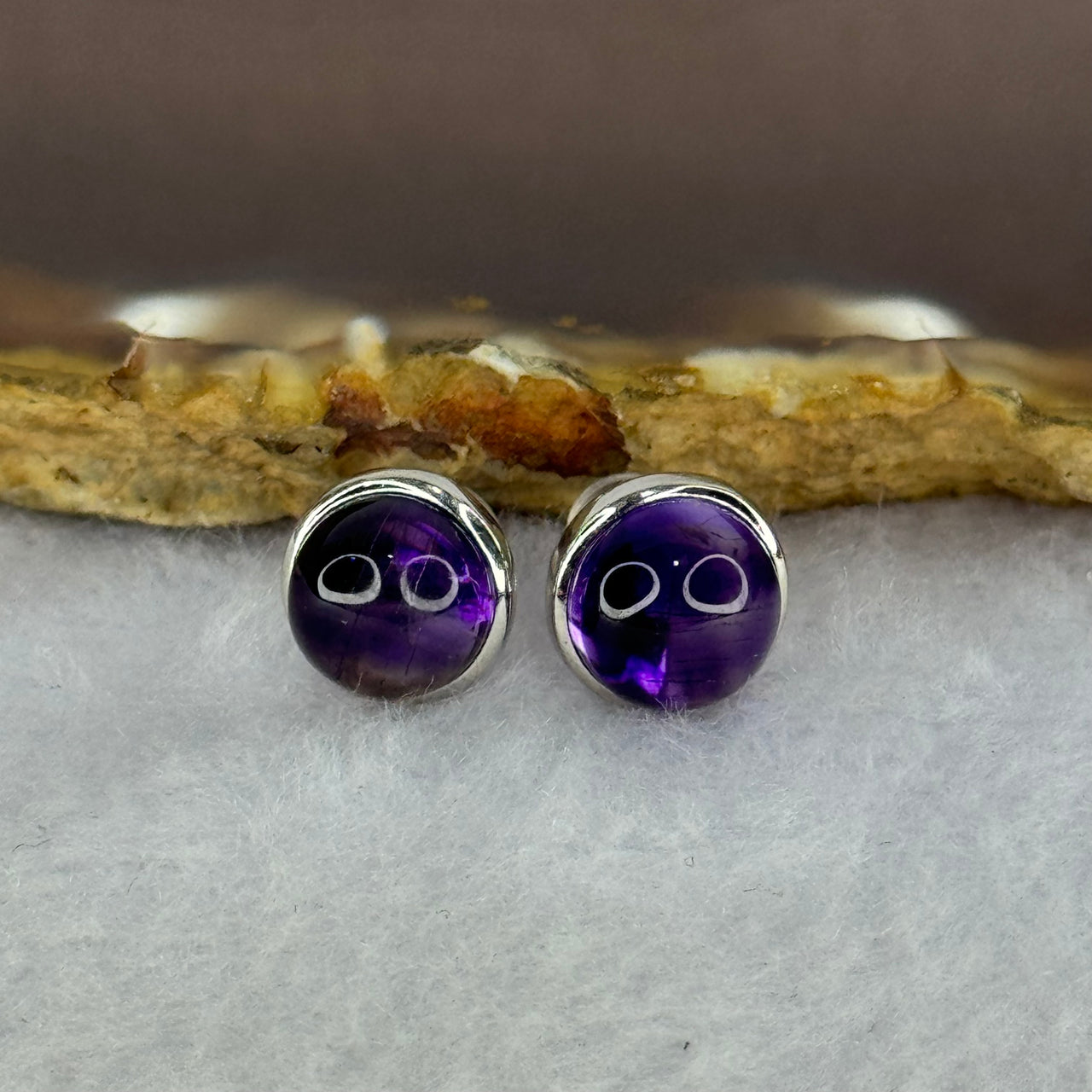 Good Grade Natural Super 7 S925 Silver Earrings 2.63g 8.7 by 5.5mm - Huangs Jadeite and Jewelry Pte Ltd