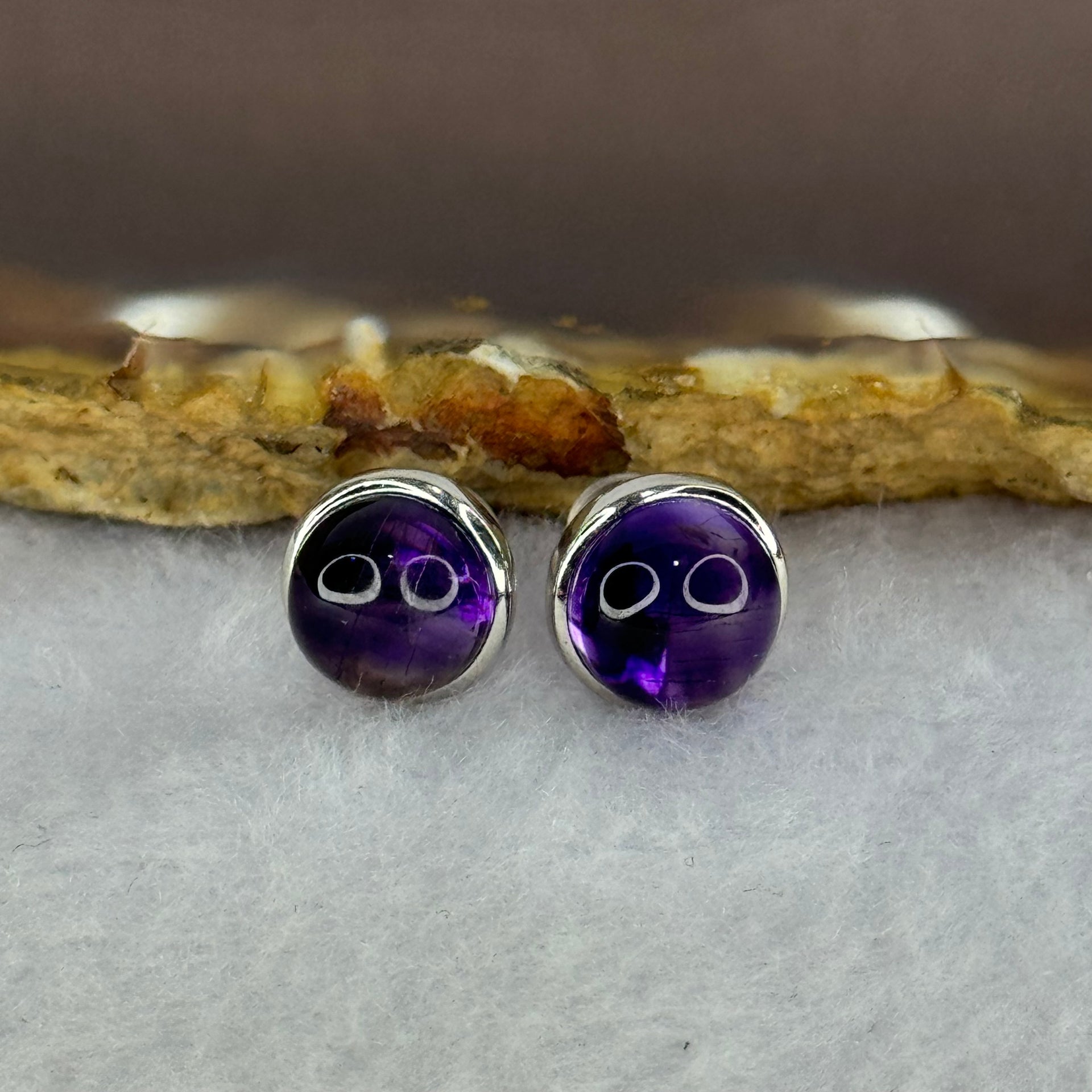 Good Grade Natural Super 7 S925 Silver Earrings 2.63g 8.7 by 5.5mm - Huangs Jadeite and Jewelry Pte Ltd