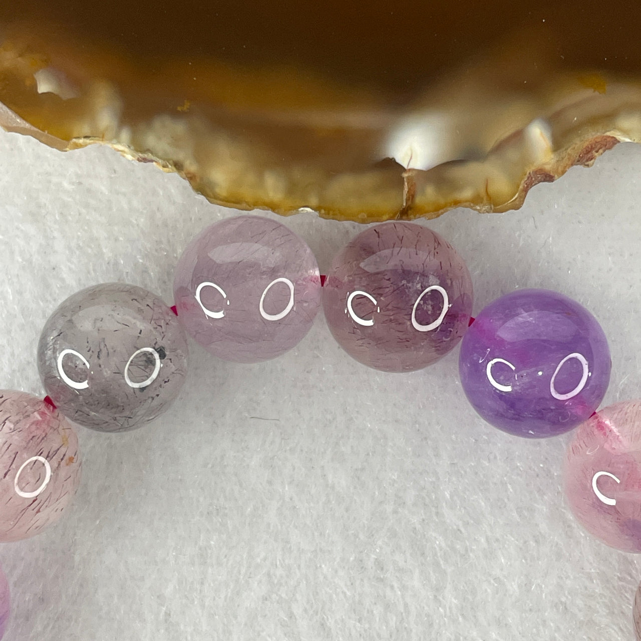 Certified Above-Average Grade Natural Super 7 Crystal Beads Bracelet | Bold High-Mass Statement Masterpiece | Authentic Sacred Seven Multi-Mineral Inclusions Quartz Spiritual Catalyst & Auric Shield Bracelet (34.36g | 16cm Length | 11.1mm | 18 Beads)