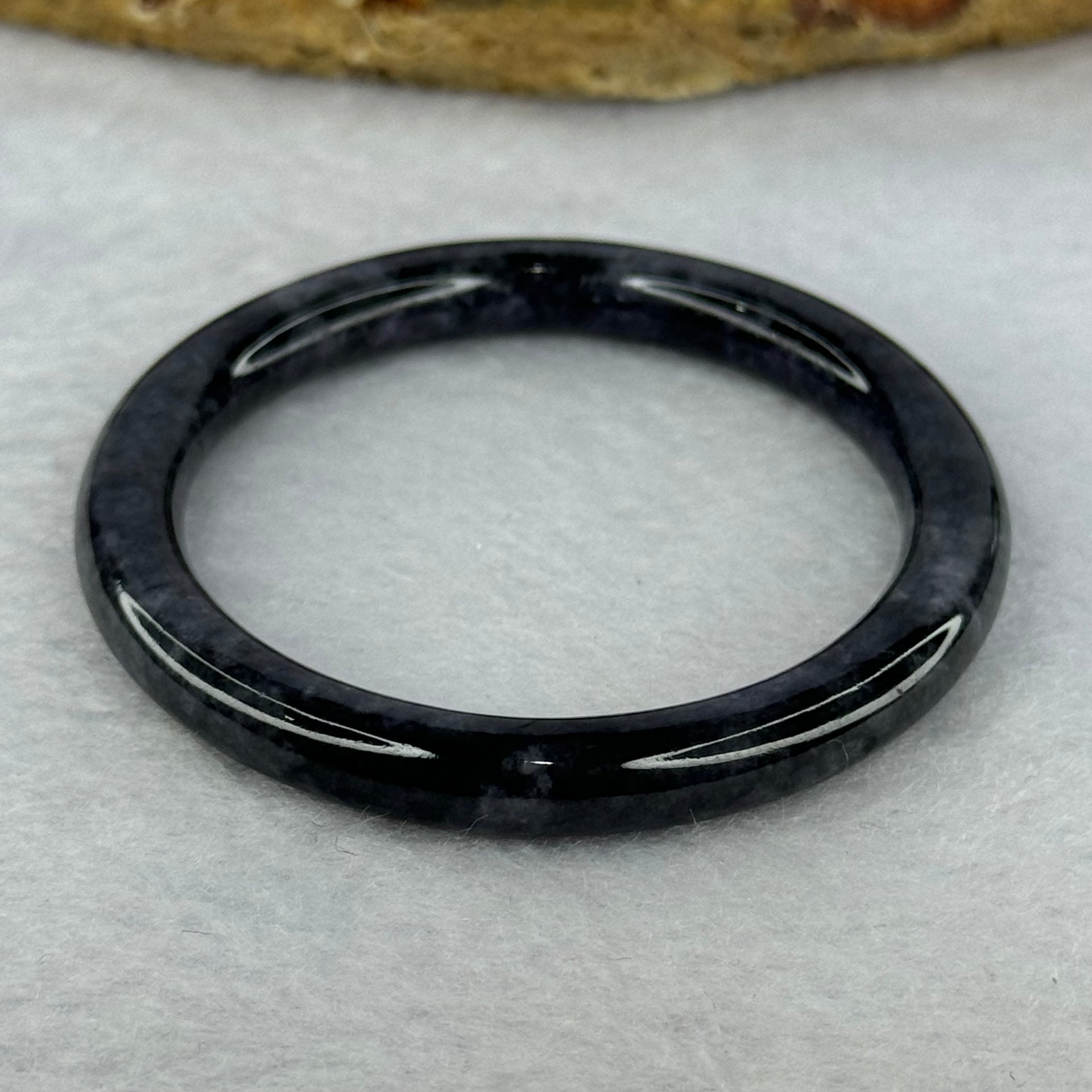 Type A Black Grey Wuji Jadeite Baby Bangle 14.39g Internal Diameter 40.3mm 5.9 by 6.2mm - Huangs Jadeite and Jewelry Pte Ltd