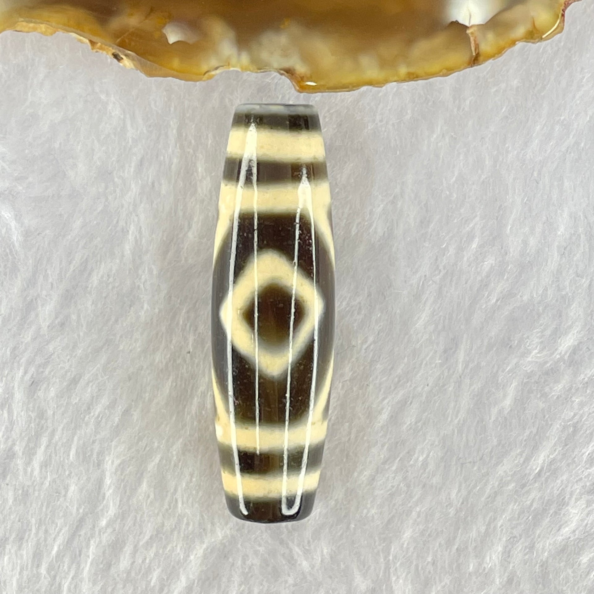 Natural Powerful Tibetan Old Oily Agate 2-Eye Vajra Dzi Bead Heavenly Master (Tian Zhu) 二眼天珠 7.81g 38.4 by 11.5mm - Huangs Jadeite and Jewelry Pte Ltd
