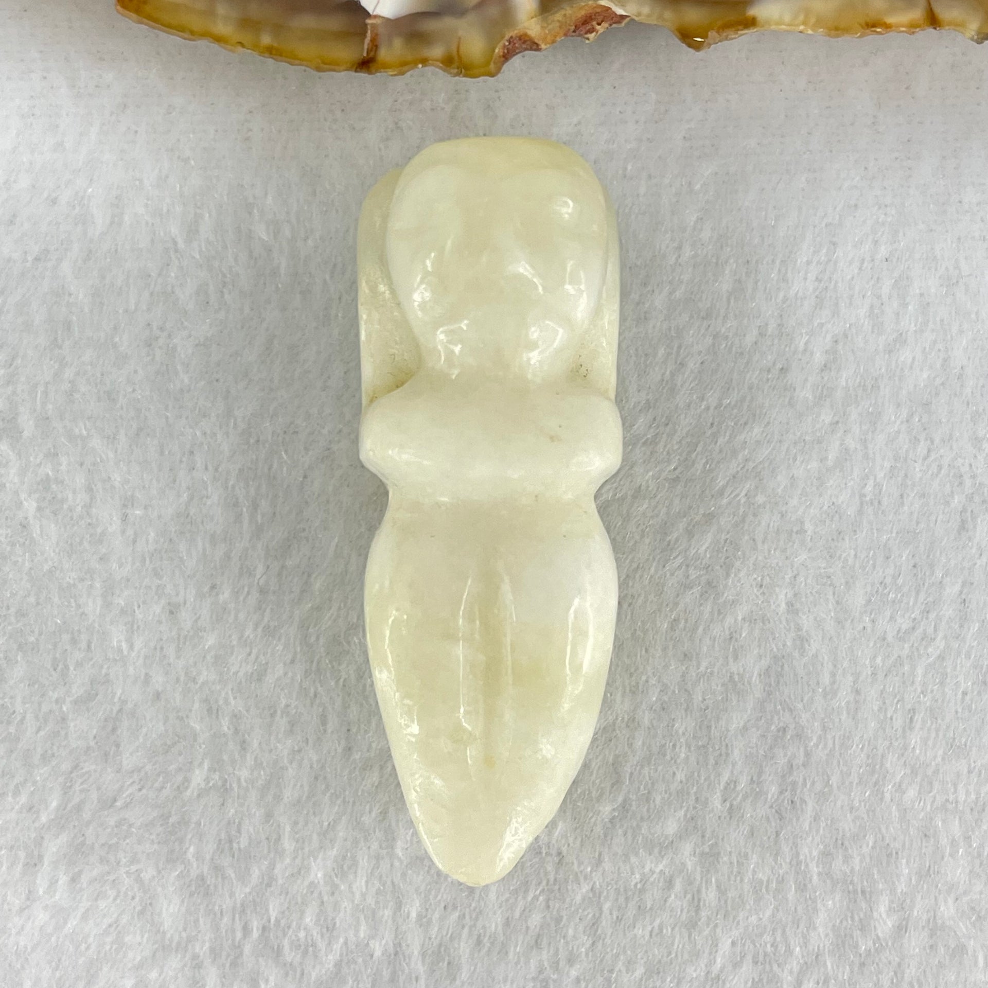 Natural White Nephrite Ancient Man Pendant 23.46g 47.6 by 17.6 by 18.5mm - Huangs Jadeite and Jewelry Pte Ltd