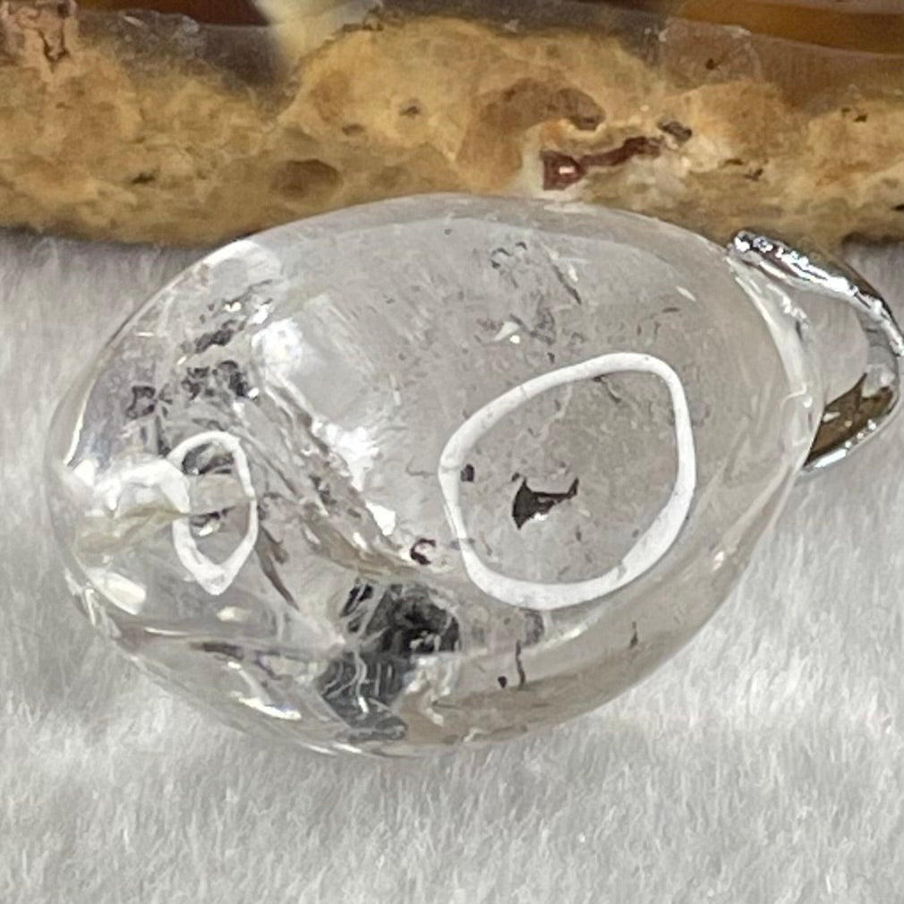 Natural Clear Quartz with Black Tourmaline Teardrop Charm with S925 Sliver Clasps in String Necklace 8.92g 24.4 by 17.9 by 14.5mm - Huangs Jadeite and Jewelry Pte Ltd