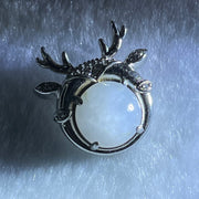 Type A Lavender Jadeite in S925 Sliver Reindeer with Crystal Charm 2.92g 9.8 by 6.0mm - Huangs Jadeite and Jewelry Pte Ltd