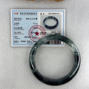 Transparent Colourless with Dark Greenish Black Piao Hua Sodium Feldspar Jade Bangle 水沫玉手镯 Internal Diameter 58.1mm 59.21g 15.6 by 9.0mm - Huangs Jadeite and Jewelry Pte Ltd