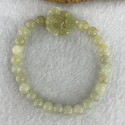 Special Edition Natural Type A Light Green with Yellow Jadeite Male Pixiu 20.9 by 17.7 by 13.0mm with Jadeite Beads Bracelet 22.18g 16cm 7.0mm 25 Beads - Huangs Jadeite and Jewelry Pte Ltd