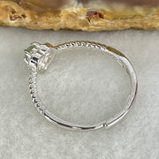 Type A Icy Green Cabochon Jadeite in S925 Sliver Heart Ring (Adjustable Size) 1.18g 3.5 by 2.5mm - Huangs Jadeite and Jewelry Pte Ltd